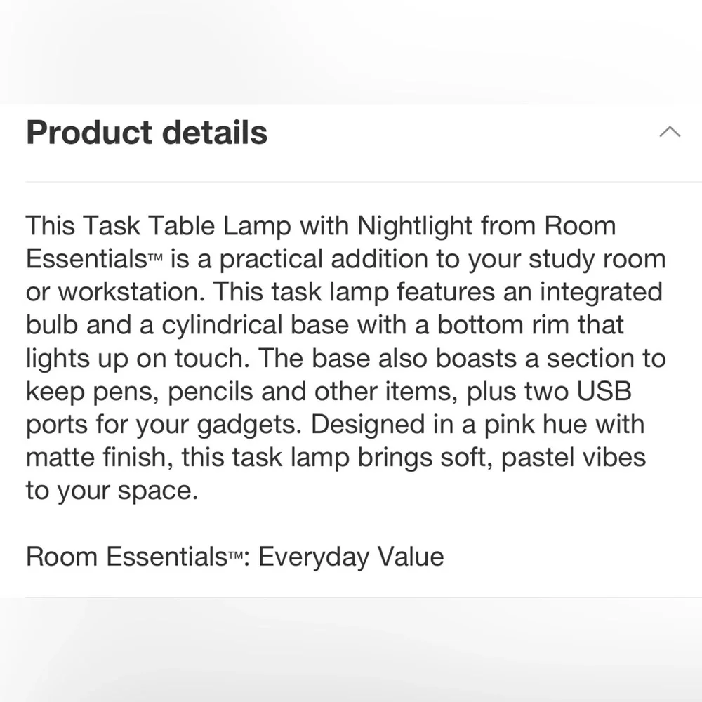 Room Essentials Task Lamp with Nightlight with Integrated LED Pink - Picture 5 of 6